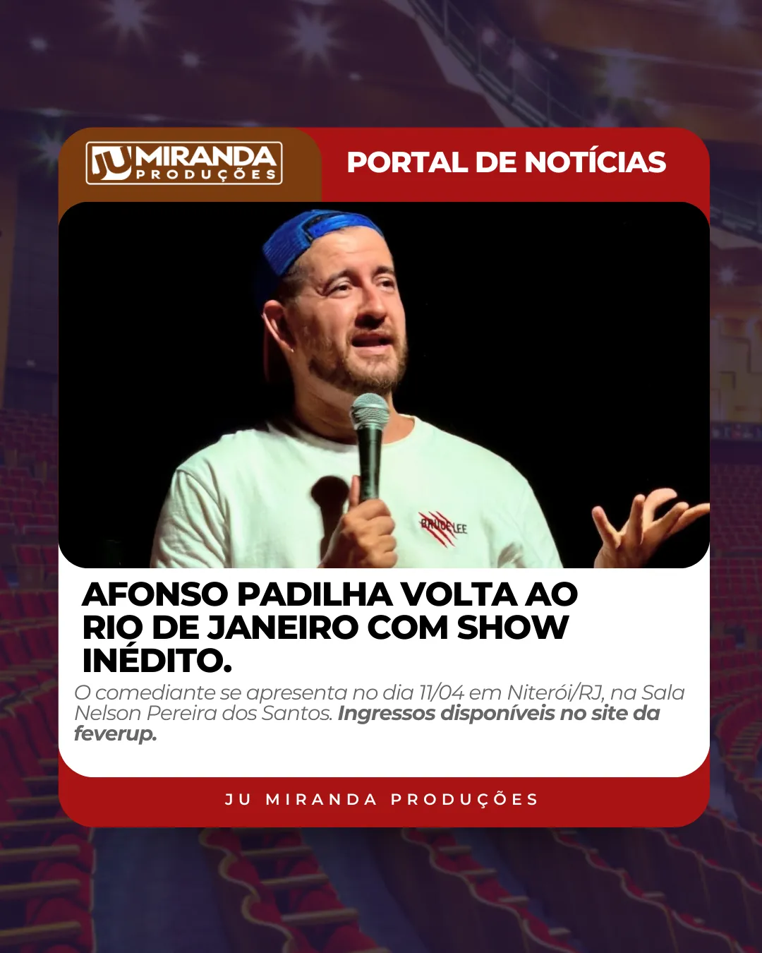 Afonso Padilha em Niterói apresenta novo solo “Como Nossos Pais” no dia 11 de abril
