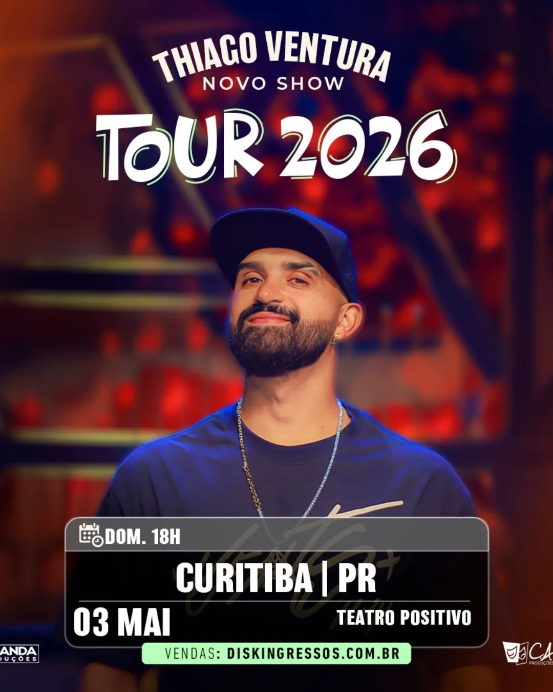 Pôster do show: Thiago Ventura 2026 - Curitiba/PR - 03/05 18:00